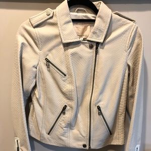 Rebecca & Taylor Cream Leather Moto jacket